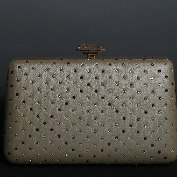 NEW Jimmy Crystal Gold Rhinestone Clutch - Picture 3 of 10